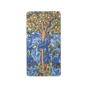 William Morris Woodpecker Tapestes Floral Vintag Adressaufkleber