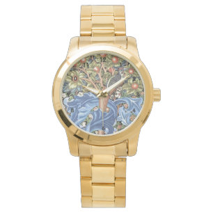 William Morris Woodpecker Tapestes Floral Vintag Armbanduhr