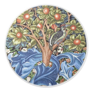 William Morris Woodpecker Tapestes Floral Vintag Keramikknauf