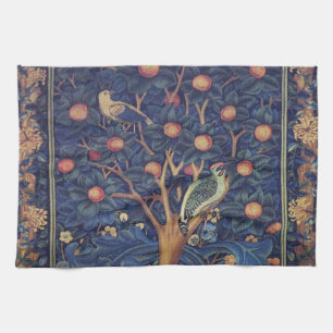 William Morris Woodpecker-Teppich Blau-Design Geschirrtuch