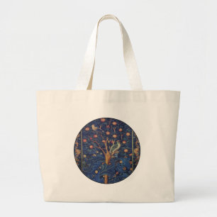 William Morris Woodpecker-Teppich Blau-Design Jumbo Stoffbeutel
