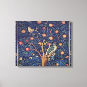 William Morris Woodpecker-Teppich Blau-Design Leinwanddruck