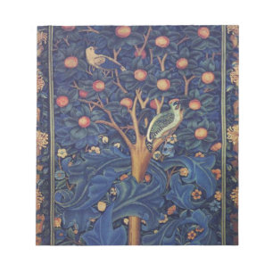 William Morris Woodpecker-Teppich Blau-Design Notizblock