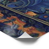 William Morris Woodpecker-Teppich Blau-Design Poster (Ecke)