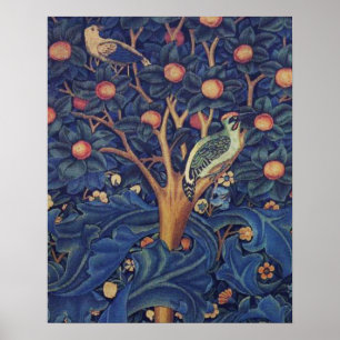 William Morris Woodpecker-Teppich Blau-Design Poster