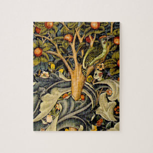 William Morris Woodpecker-Teppich Blau-Design Puzzle