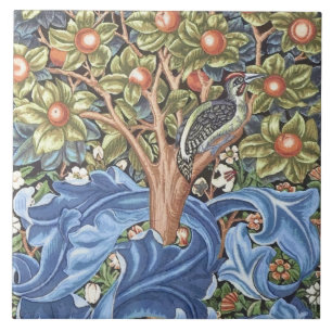 William Morris Woodpecker-Teppich Floral Vintage Fliese