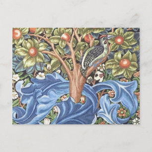William Morris Woodpecker-Teppich Floral Vintage Postkarte