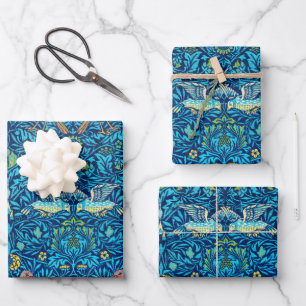 William Morris Wrapping Paper Art Blue Birds Geschenkpapier Set