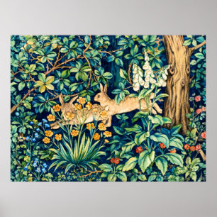 William Morris "Zwei Hasen" Wilde Kaninchen Poster