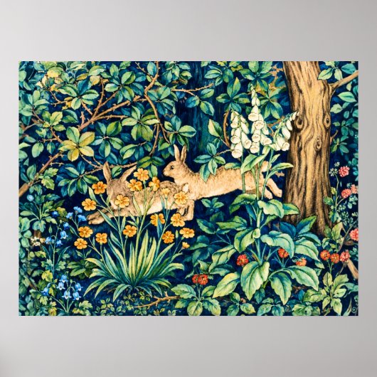 William Morris "Zwei Hasen" Wilde Kaninchen Poster (Vorne)