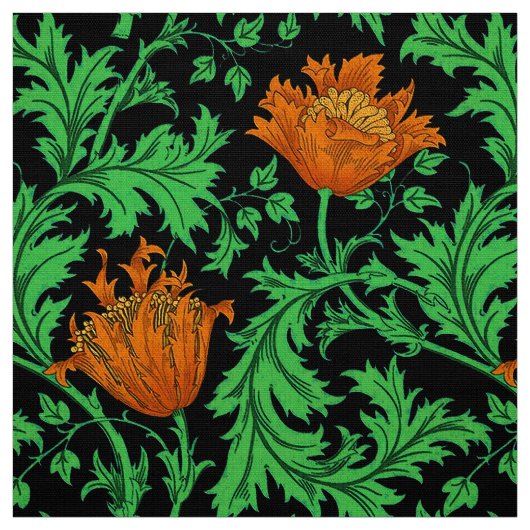 William Morrisanemone, -orange, -GRÜN und Stoff (Muster)