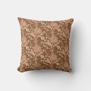 William Morrisdamast, -brown u. -BEIGE Kissen