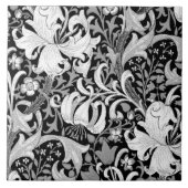 William Morrisiris und -lilie, Schwarzweiss Fliese (Vorderseite)