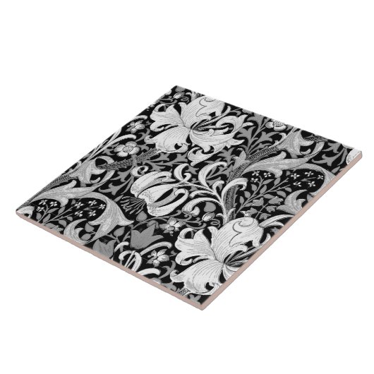 William Morrisiris und -lilie, Schwarzweiss Fliese (Seite)