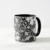 William Morrisiris und -lilie, Schwarzweiss Tasse (VorderseiteRechts)