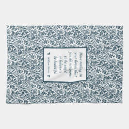 William Morrismuster-und -zitat-elegantes Grün Küchentuch