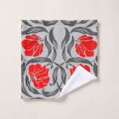 William MorrisPimpernel, silbernes Grau und Rot Badhandtuch Set (Waschlappen)