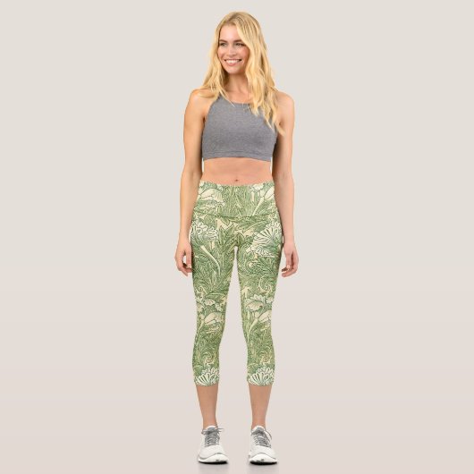 William Morris's berühmtes Tulip-Muster Capri Leggings (Vorderseite)