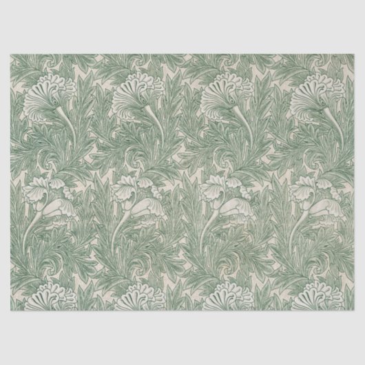 William Morris's Tulip Pattern Green Art Seidenpapier (Vorderseite)