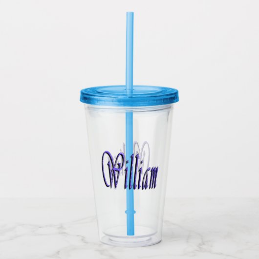 William Name in Blue Sparkle, Acryltrinkbecher (Vorderseite)