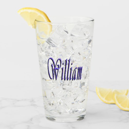 William Name in Blue Sparkle, Glas (Vorderseite Ice)