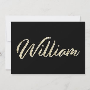 William Name white gold Handwriting Karte