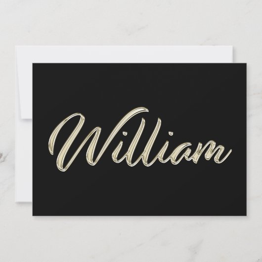 William Name white gold Handwriting Karte (Vorderseite)