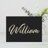 William Name white gold Handwriting Karte (Stehend Vorderseite)