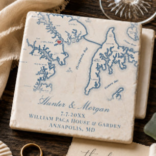 William Paca House Hochzeit Annapolis MD Karte  Steinuntersetzer
