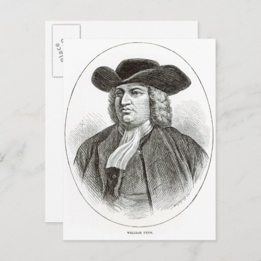 William Penn, graviert von Josiah Wood Whymper Postkarte (Vorne/Hinten)