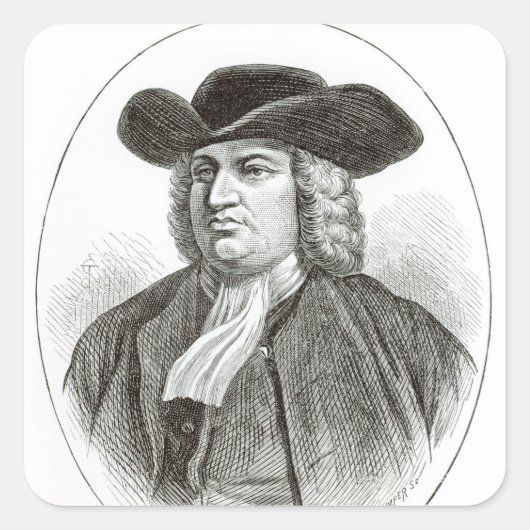 William Penn, graviert von Josiah Wood Whymper Quadratischer Aufkleber (Vorderseite)