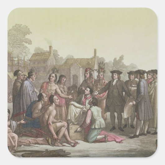 William Penn verhandelt über den Vertrag, der zu Quadratischer Aufkleber (Vorderseite)