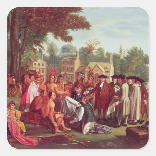 William Penns Vertrag mit den Amerikanischen Urein Quadratischer Aufkleber (Vorderseite)