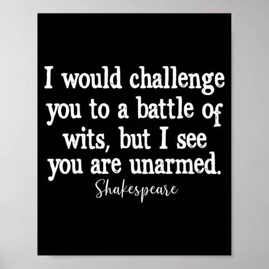 William Shakespeare Battle Of Wits English Literat Poster (Vorne)