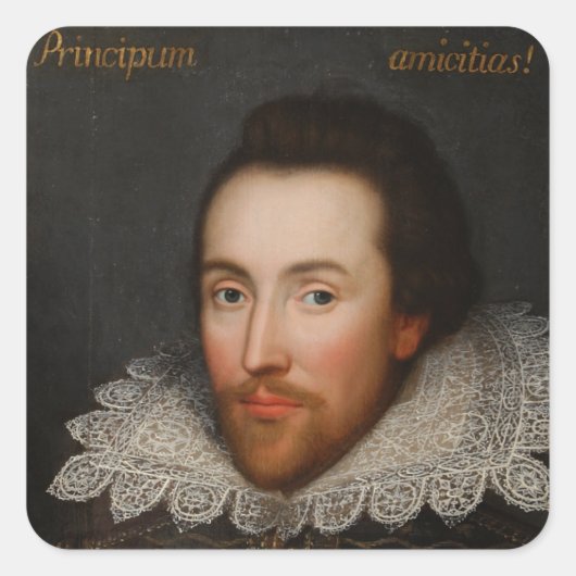 William Shakespeare Cobbe Portrait um 1610 Quadratischer Aufkleber (Vorderseite)
