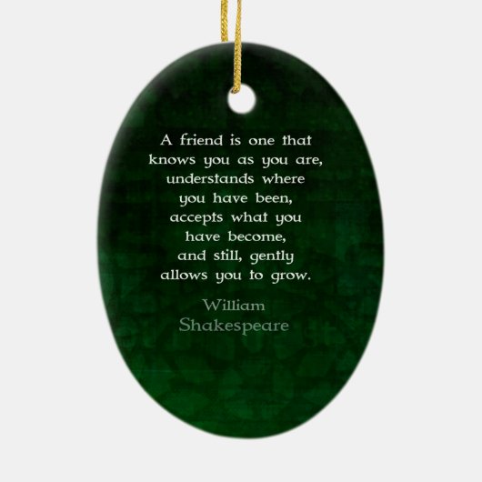 William Shakespeare Freundschaft Inspiration Zitat Keramik Ornament (Hinten)