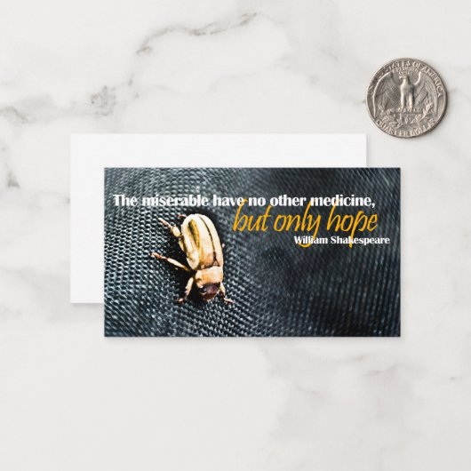 William Shakespeare Inspiration Zitat "Hoffnung" Mitteilungskarte (Vorderseite/Rückseite Beispiel)