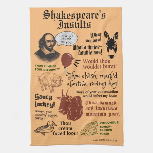 William Shakespeare Insult Quotes Funny Theater Geschirrtuch (Vertikal)