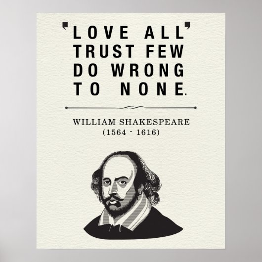 William Shakespeare Liebe All Quote Poster (Vorne)