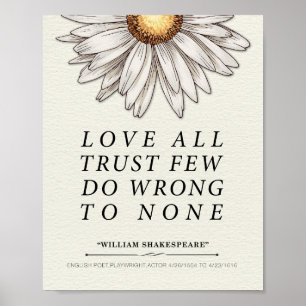 William Shakespeare Liebe All Quote Poster