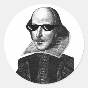 William Shakespeare mit Sonnenbrille  Runder Aufkleber