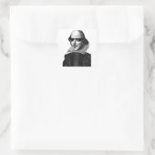 William Shakespeare mit Sonnenbrillen Square Quadratischer Aufkleber (Tasche)