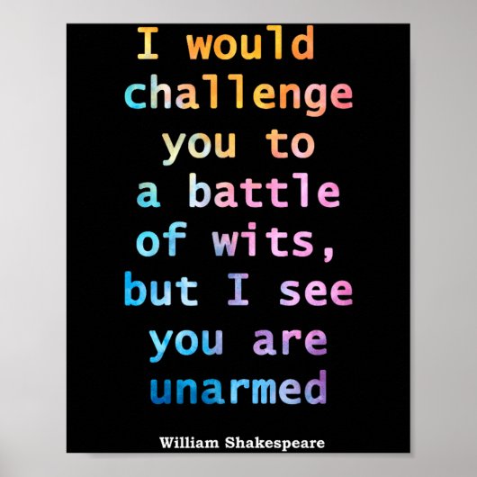 William Shakespeare Pastel Ich sehe, du bist unbew Poster (Vorne)