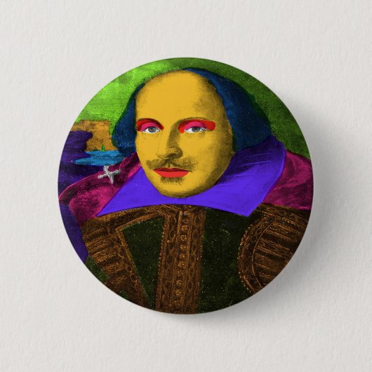 William Shakespeare Pop Art Button (Vorderseite)