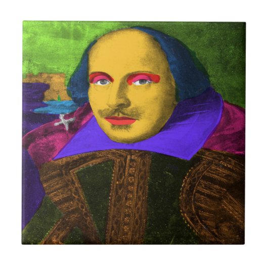 William Shakespeare Pop Art Fliese (Vorderseite)