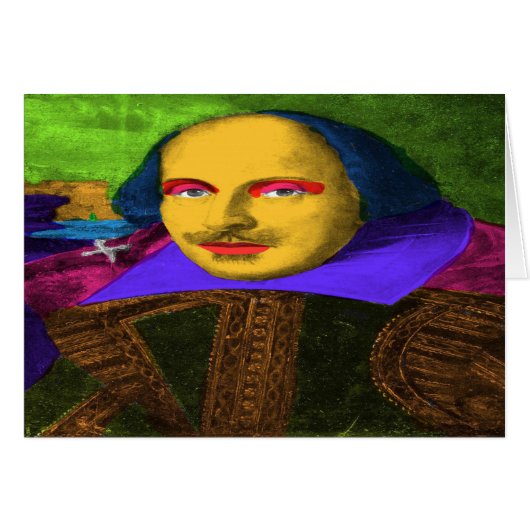 William Shakespeare Pop Art Grußkarte (Vorderseite (Horizontal))