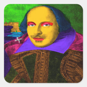William Shakespeare Pop Art Quadratischer Aufkleber