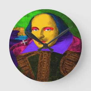 William Shakespeare Pop Art Runde Wanduhr