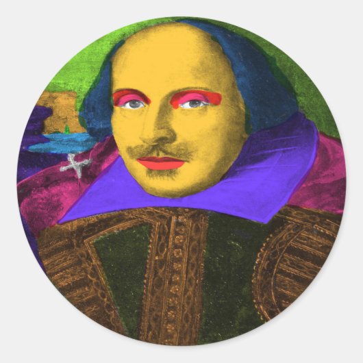 William Shakespeare Pop Art Runder Aufkleber (Vorderseite)